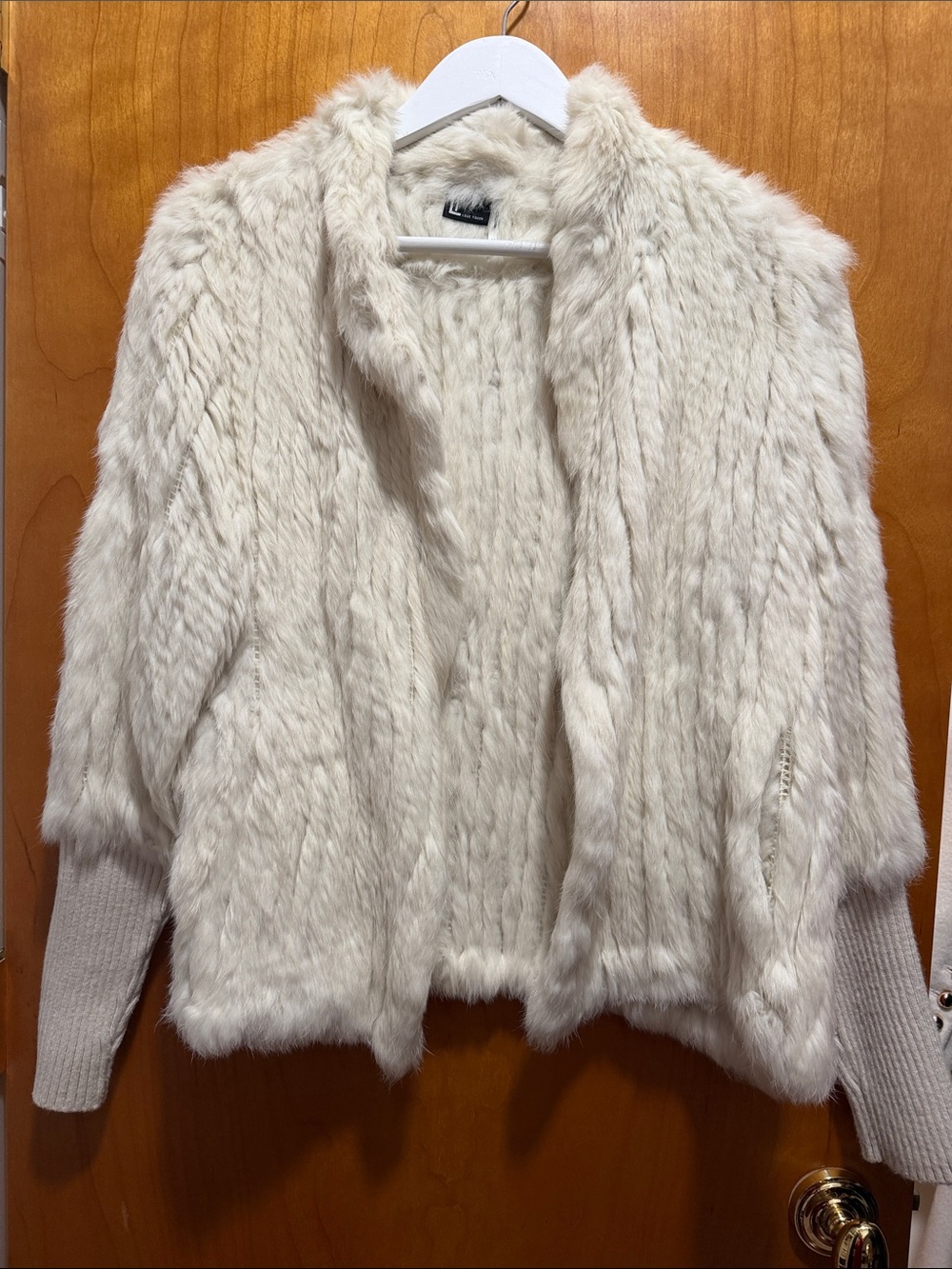 Love Token Cream Faux Fur Open-Front Cardigan